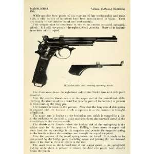 com 1948 Print 1901 7.63 mm Mannlicher Steyr Pistol Firearms Handguns 