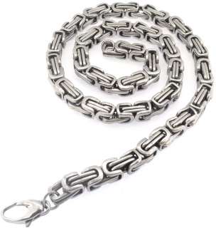 Mens Stainless Steel Silver Tone Byzantin Chain Necklace 8MM Wide 