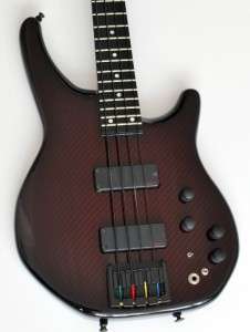 STATUS STEALTH BASS GUITAR RED WEAVE GRAPHITE FRONT + SIDE RED LEDS 