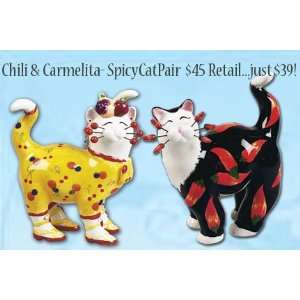  WhimsiClay Carmelita & Chili Spicy Cat Pair Everything 