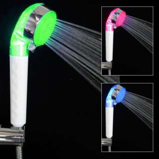   LED Shower Head RGB Sprinkler Temperature Sensor bathroom Pink  