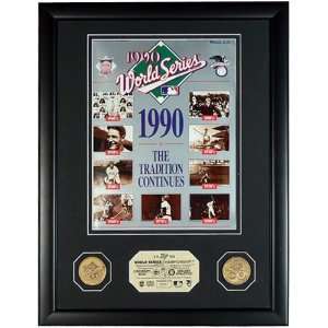  1990 World Series Program And Coins Framed Sports 