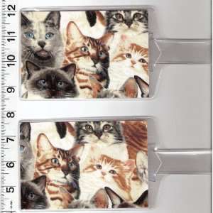  Set of 2 Luggage Tags Made with Cat Faces Fabric 