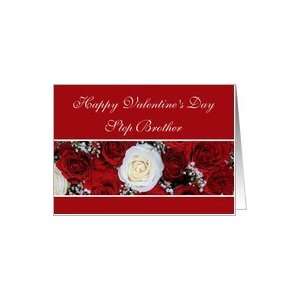 Step Brother Happy Valentines Day red and white roses Card