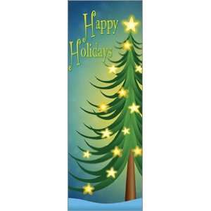   84 in. Holiday Banner Cartoon Tree & Glowing Stars 