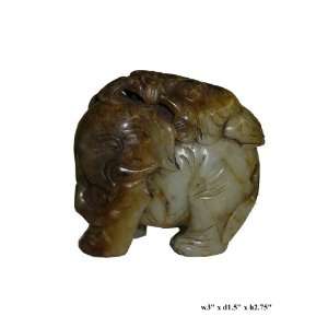  Chinese Old Jade Carved Elephant Figure Ornament