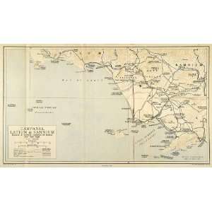Lithograph Map Campania Latium Samnium Italy Sinus Cumanus Bay Naples 
