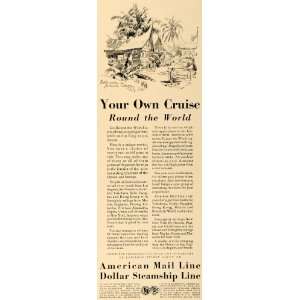  1928 Ad American Mail Dollar Steamship Line Cruise Ship 