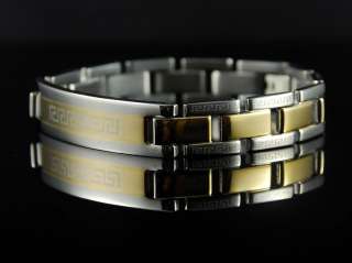 b472 Stainless Steel Greek Key Gold Plated Men Bracelet  