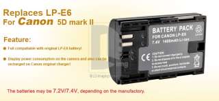 Decoded Battery For LP E6 Canon EOS 5D Mark II 7D 60D  