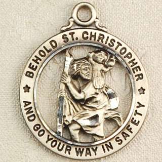 Sterling Silver St Christopher Open Rd Catholic Patron Saint Medal 