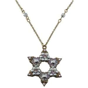  Negrin Authentic Star of David Pendant Decorated with Flower Shaped 