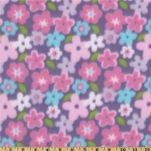  60 Wide Fleece Posey Floral Lilac/Pink Fabric By The 