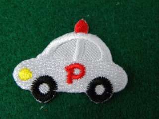 POLICE CITY CAR SIREN IRON ON PATCH EMBROIDERED I278  