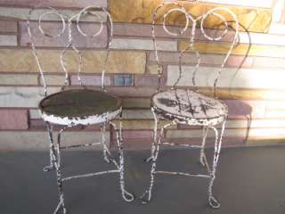 Vintage Ice Cream Chairs   Set of (2)   Wrought Iron Decorative Garden 