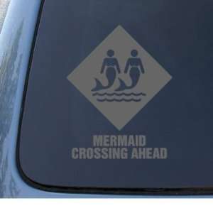 MERMAID CROSSING AHEAD   Vinyl Car Decal Sticker #1311  Vinyl Color 