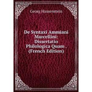   Philologica Quam . (French Edition) Georg Hassenstein Books