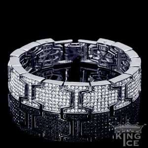    Silver Plated Mens Cubic Zirconia Hip Hop Fashion Bracelet Jewelry