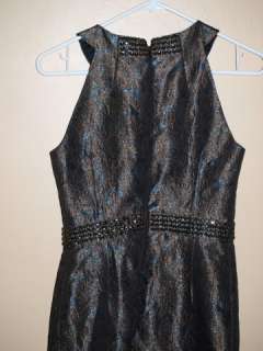 Carmen Marc Valvo Metallic Jacquard Beaded Dress ( 12)  