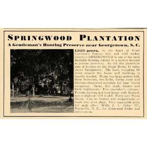  1933 Ad Springwood Plantation Hunting Preserve J Coker 