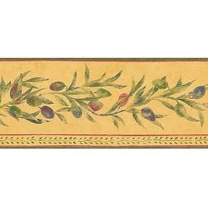  Olive Sprigs Gold Wallpaper Border in Fresh Kitchens 4 