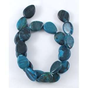  Drop Shape Natural Gemstone Beads Strand, Dyed Cadet Blue 
