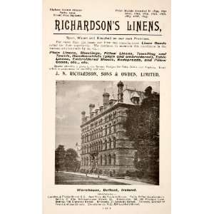  1903 Ad Richardsons Linen Belfast Ireland Owden Textiles 