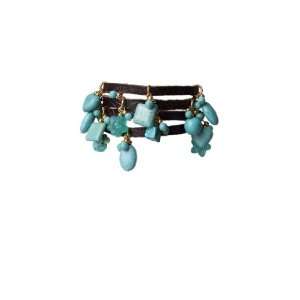  Jenny Rabell Brown/Turquoise 4 String Bracelet Jewelry