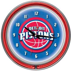   Detroit Pistons NBA Chrome Double Ring Neon Clock