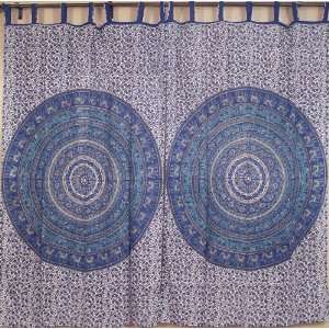  Mandala Indian Style Curtains 2 Tab Top Cotton Fabric 