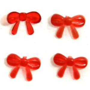  Zink Color Nail Art Red Curve Ribbon Bow 4Pc Embellishment 