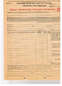 Railroad,Great Northern Bill of Lading, pad of 15, 1941  