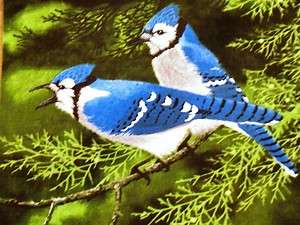 New Song Birds Wall Panel Fabric 29 Tree River Blue Wildlife Animal 