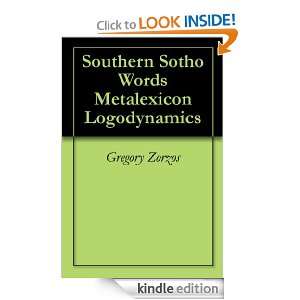 Southern Sotho Words Metalexicon Logodynamics Gregory Zorzos  