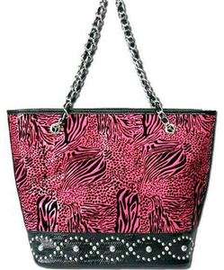   Tote Handbag with Animal Pattern and Chained Handles 140FZ  