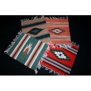  Hand Woven Chimayo 10x10 Wool Mats Four Piece Assortment 