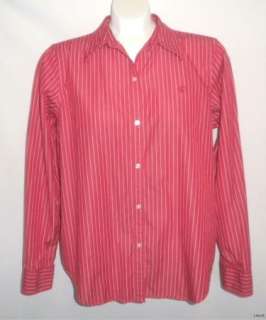 CHAPS  Stylish Red & White Striped Shirt, Size Large  