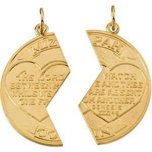  14 Karat Yellow Gold Miz pah Coin Pendant Diamond Designs 