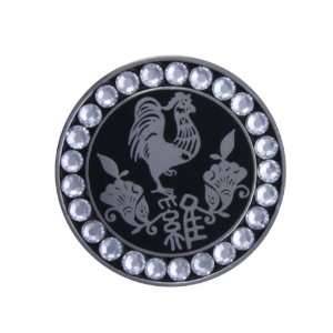  Bella Crystal Zodiac Silver Rooster Hat Clip Set Sports 
