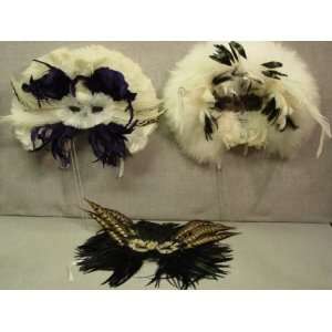   Elegant and Glamorous Masquerade Ball Feather Masks 