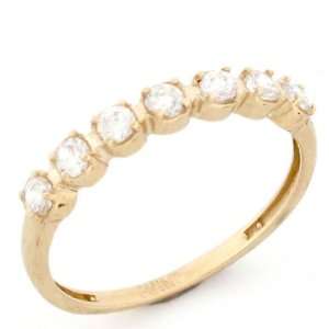    10k Solid Yellow Gold Seven Stone CZ Wedding Band Ring Jewelry