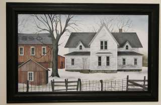 Billy Jacobs snow house farm tree fence landscape picture framed 