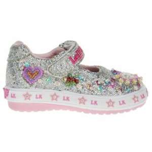 Lelli Kelly LK8077 Glitter Cuori Mary Jane Silver shoes  