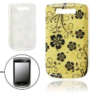 Gino Yellow Black IMD Floral Print Plastic Case for 