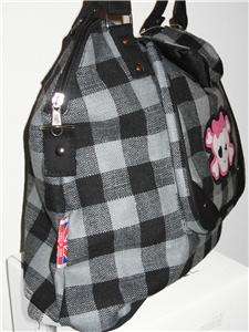 NEW BABY SKULL GREY Checkered Shoulder Purse Hand Bag  