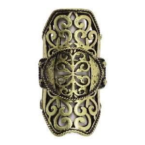  Statement Armor Ring; 2L; Burnished Gold Metal; One Size 