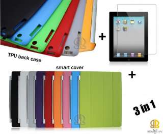 IN 1 Slim Leather Smart case Cover +TPU back case +screen protector 