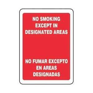  NO SMOKING EXCEPT IN DESIGNATED AREAS (BILINGUAL) 14 x 10 
