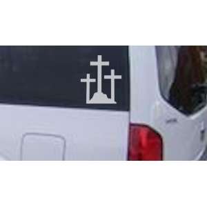 Three Crosses Christian Car Window Wall Laptop Decal Sticker    White 