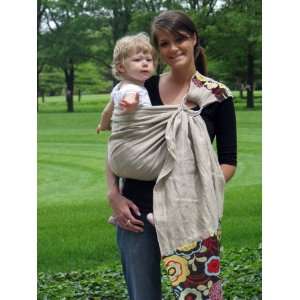 Snuggy Baby Linen Banded Ring Sling Baby Carrier in Espresso Blossom